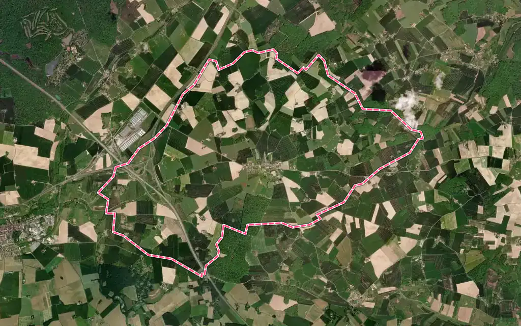 Vue satellite de Piffonds avec ses contours administratifs