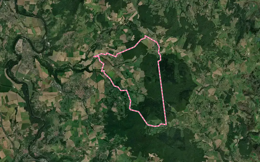 Vue satellite de Pignols avec ses contours administratifs