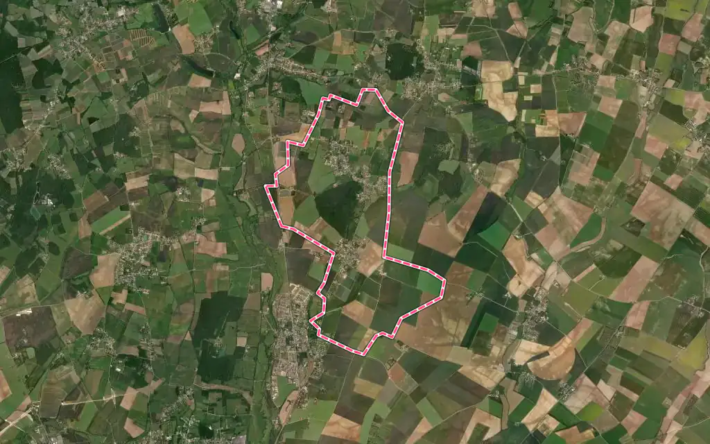 Vue satellite de Pigny avec ses contours administratifs