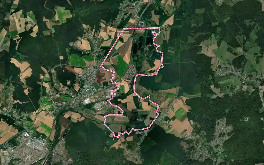 Vue satellite de Pimprez avec ses contours administratifs
