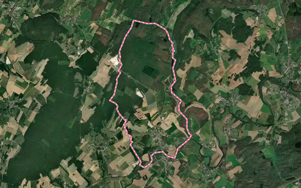 Vue satellite de Pin avec ses contours administratifs