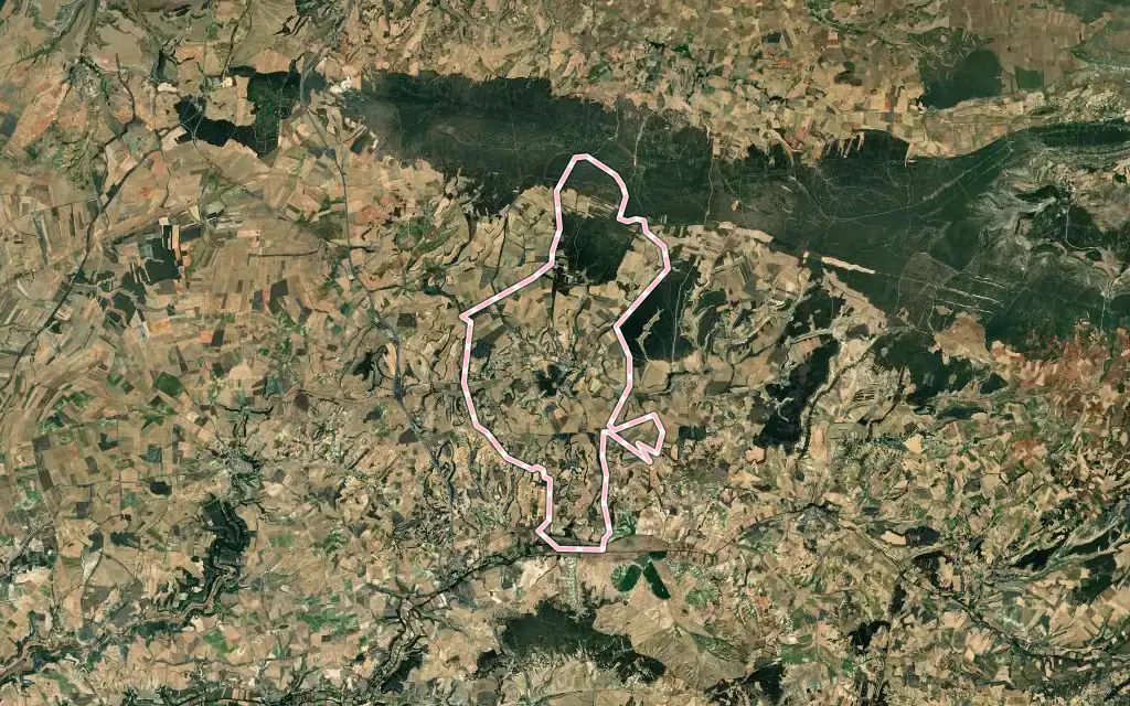 Vista satélite de Pineda Trasmonte con su contorno administrativo