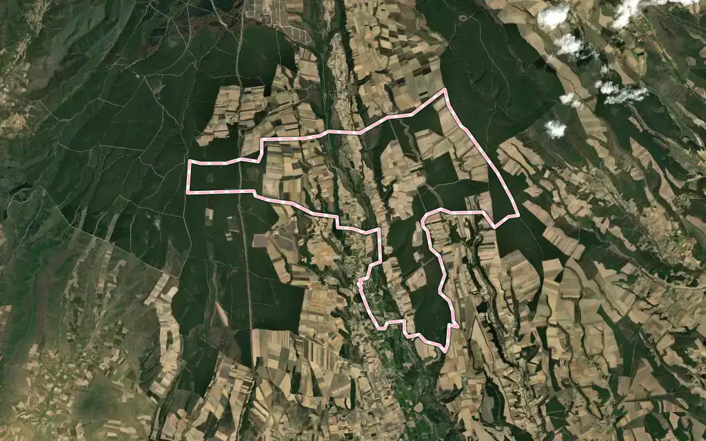 Vista satélite de Pino del Río con su contorno administrativo