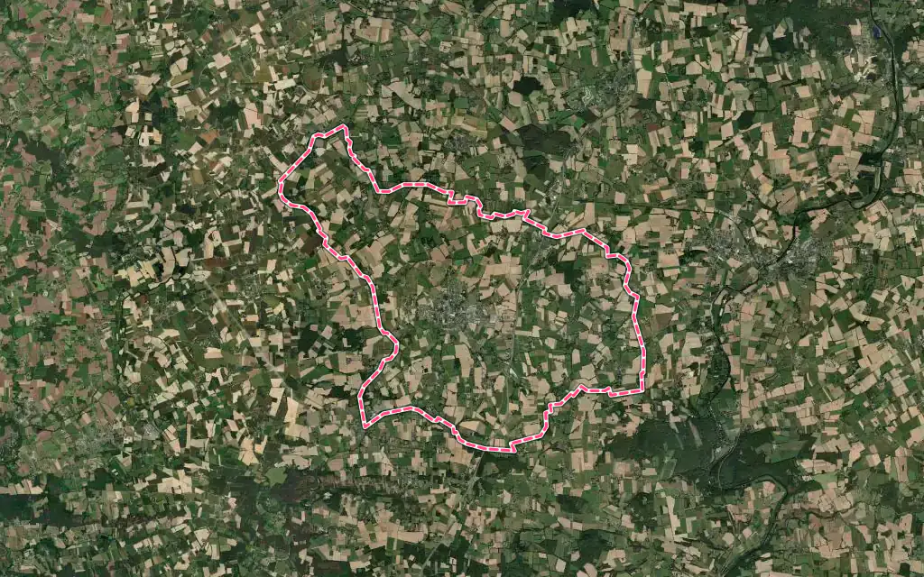 Vue satellite de Pipriac avec ses contours administratifs