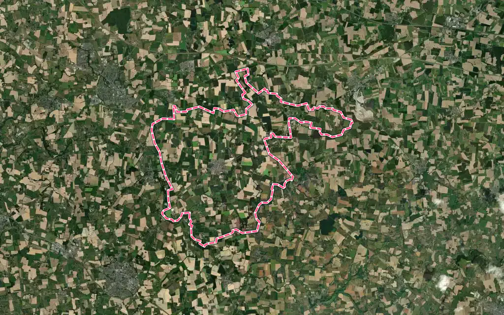 Vue satellite de Piré-Chancé avec ses contours administratifs