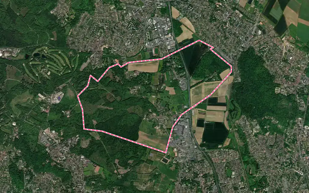 Vue satellite de Piscop avec ses contours administratifs