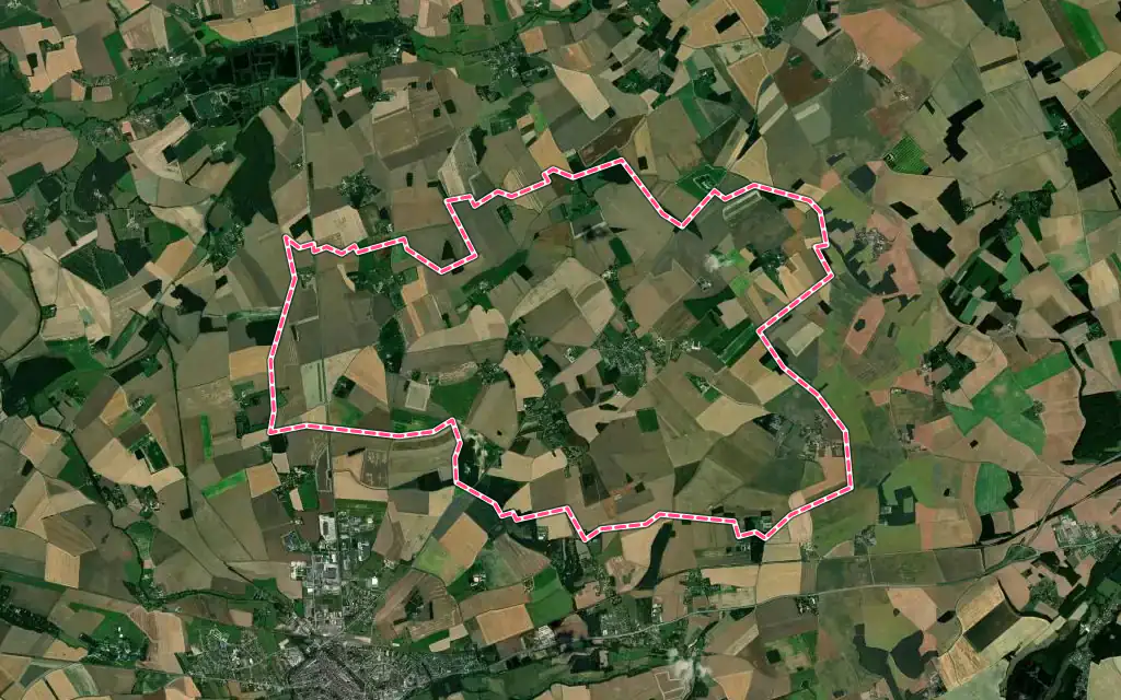 Vue satellite de Piseux avec ses contours administratifs