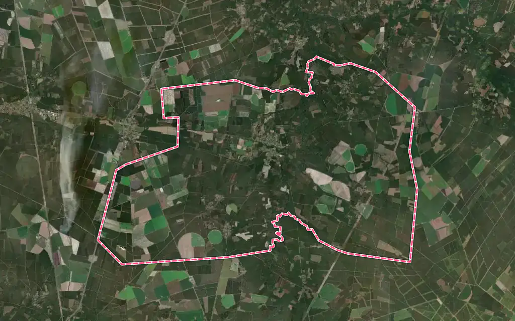 Vue satellite de Pissos avec ses contours administratifs