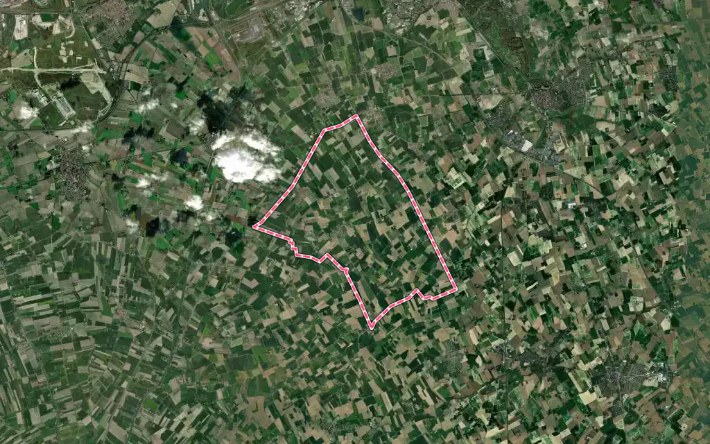 Vue satellite de Pitgam avec ses contours administratifs