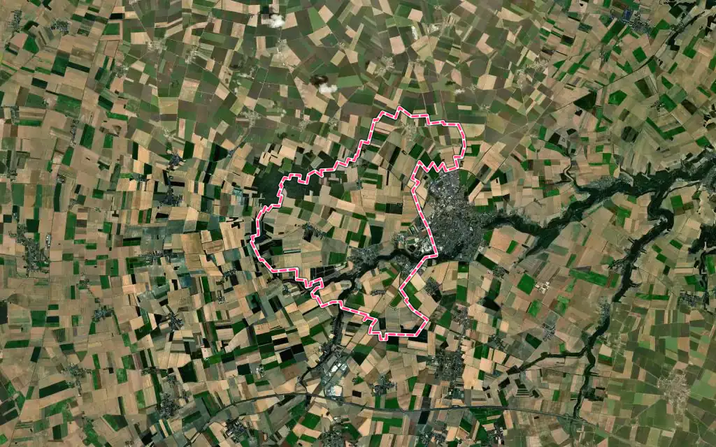 Vue satellite de Pithiviers-le-Vieil avec ses contours administratifs