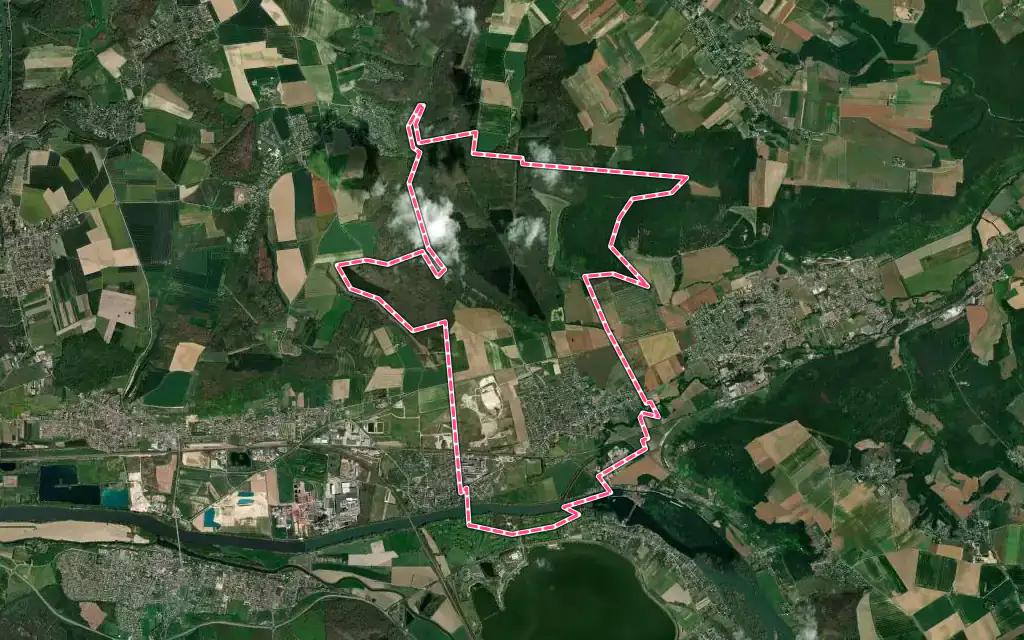 Vue satellite de Pîtres avec ses contours administratifs