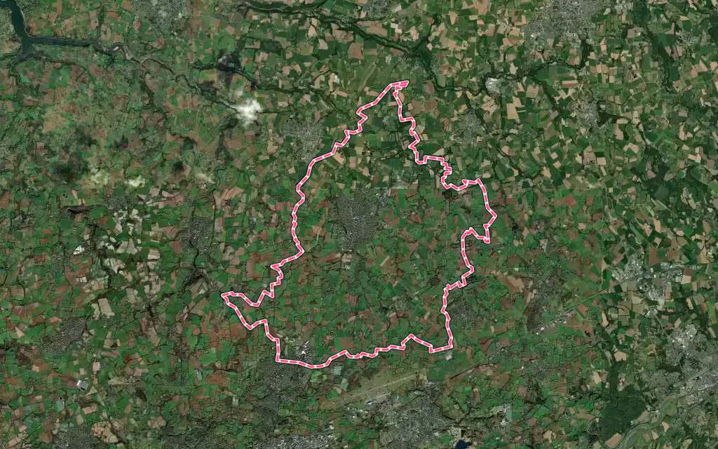 Vue satellite de Plabennec avec ses contours administratifs