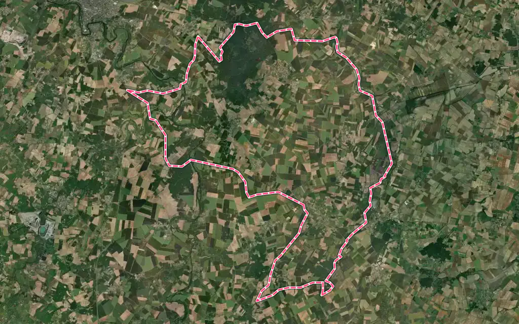Vue satellite de Plaine-et-Vallées avec ses contours administratifs