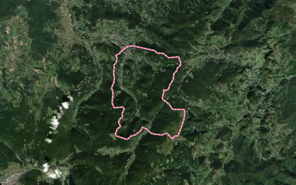 Vue satellite de Plainfaing avec ses contours administratifs