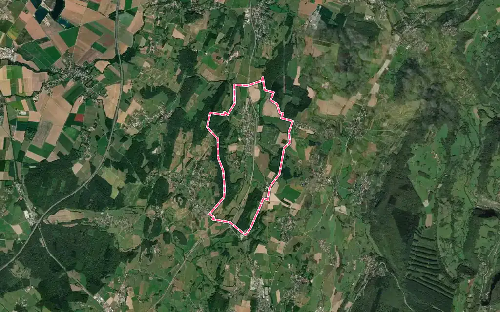 Vue satellite de Plainoiseau avec ses contours administratifs