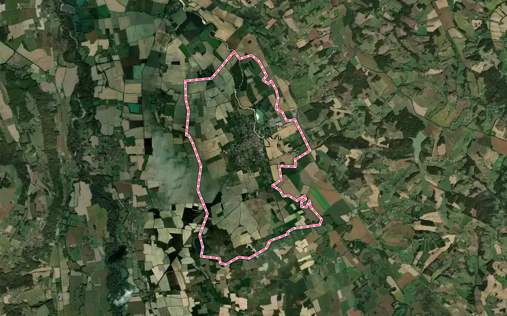 Vue satellite de Plaisance avec ses contours administratifs