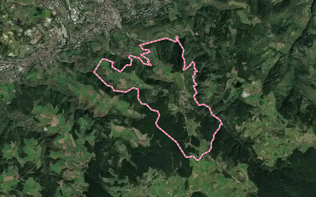 Vue satellite de Planfoy avec ses contours administratifs