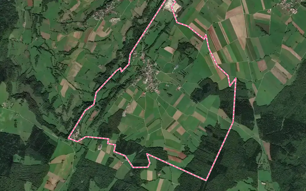 Vue satellite de Plasne avec ses contours administratifs
