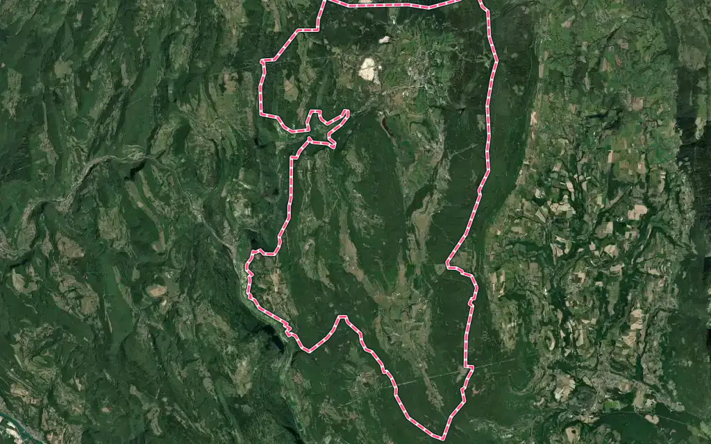 Vue satellite de Plateau d'Hauteville avec ses contours administratifs
