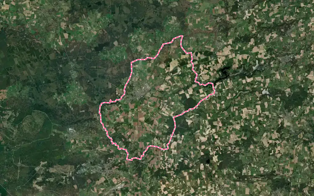 Vue satellite de Plélan-le-Grand avec ses contours administratifs
