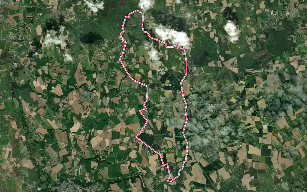 Vue satellite de Plesder avec ses contours administratifs