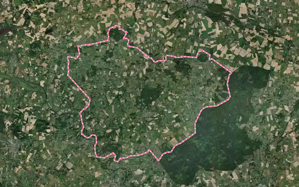 Vue satellite de Plessé avec ses contours administratifs