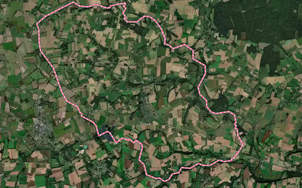 Vue satellite de Pleugriffet avec ses contours administratifs