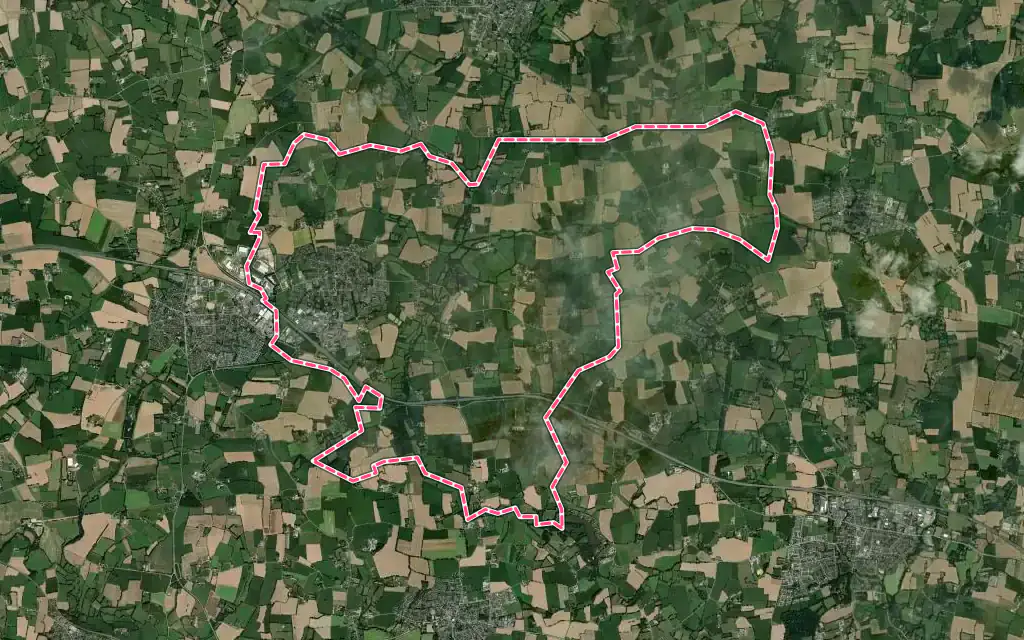 Vue satellite de Pleumeleuc avec ses contours administratifs