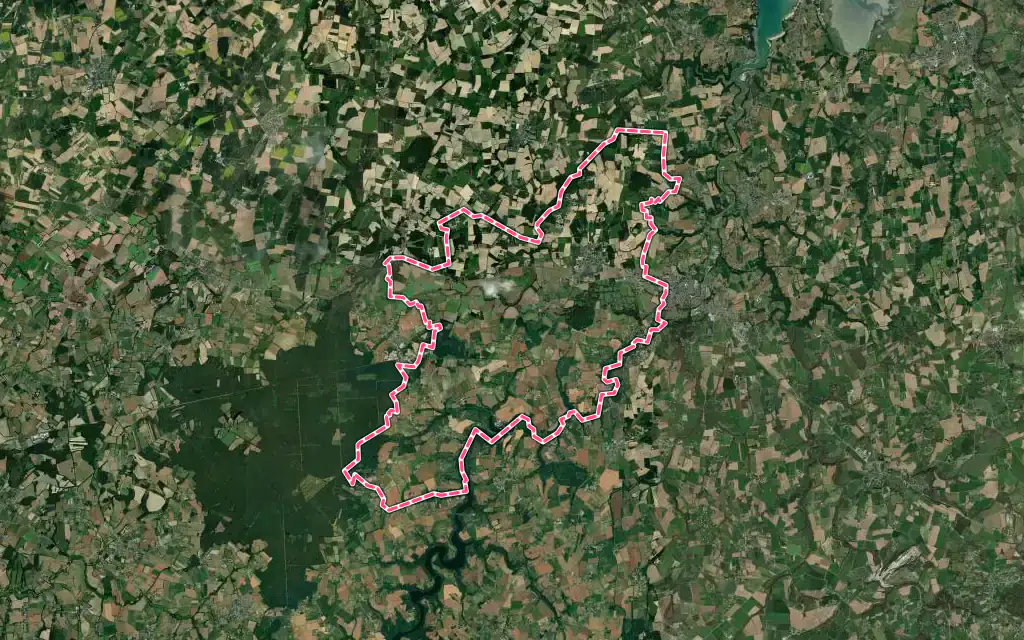Vue satellite de Pléven avec ses contours administratifs