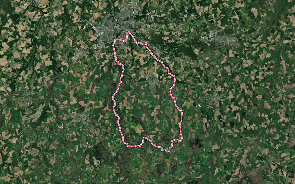 Vue satellite de Plourin-lès-Morlaix avec ses contours administratifs