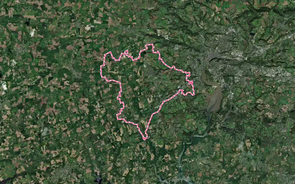 Vue satellite de Pluguffan avec ses contours administratifs