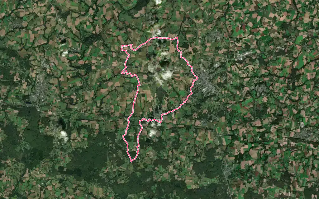 Vue satellite de Plumelin avec ses contours administratifs