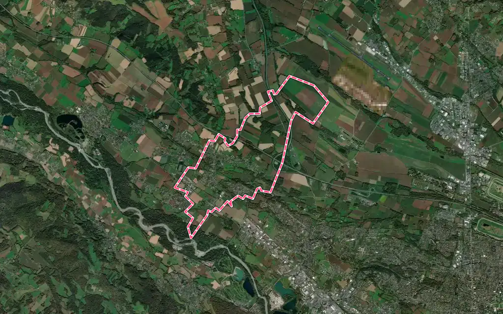 Vue satellite de Poey-de-Lescar avec ses contours administratifs
