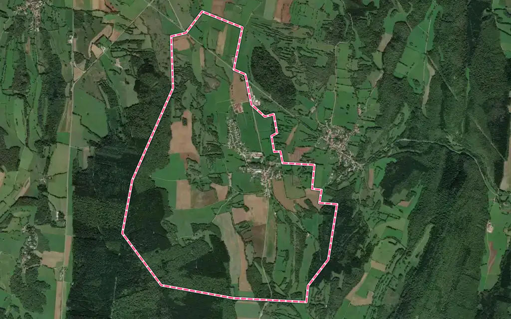 Vue satellite de Poids-de-Fiole avec ses contours administratifs