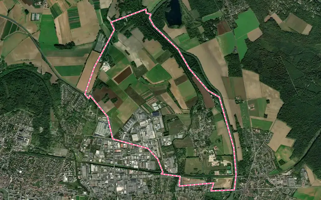Vue satellite de Poincy avec ses contours administratifs