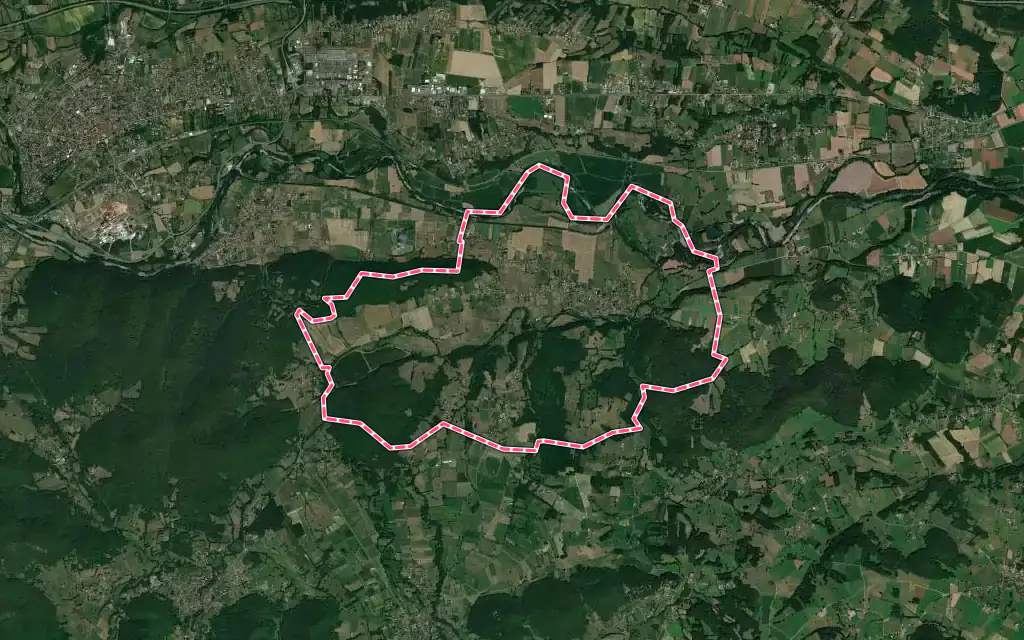 Vue satellite de Pointis-Inard avec ses contours administratifs