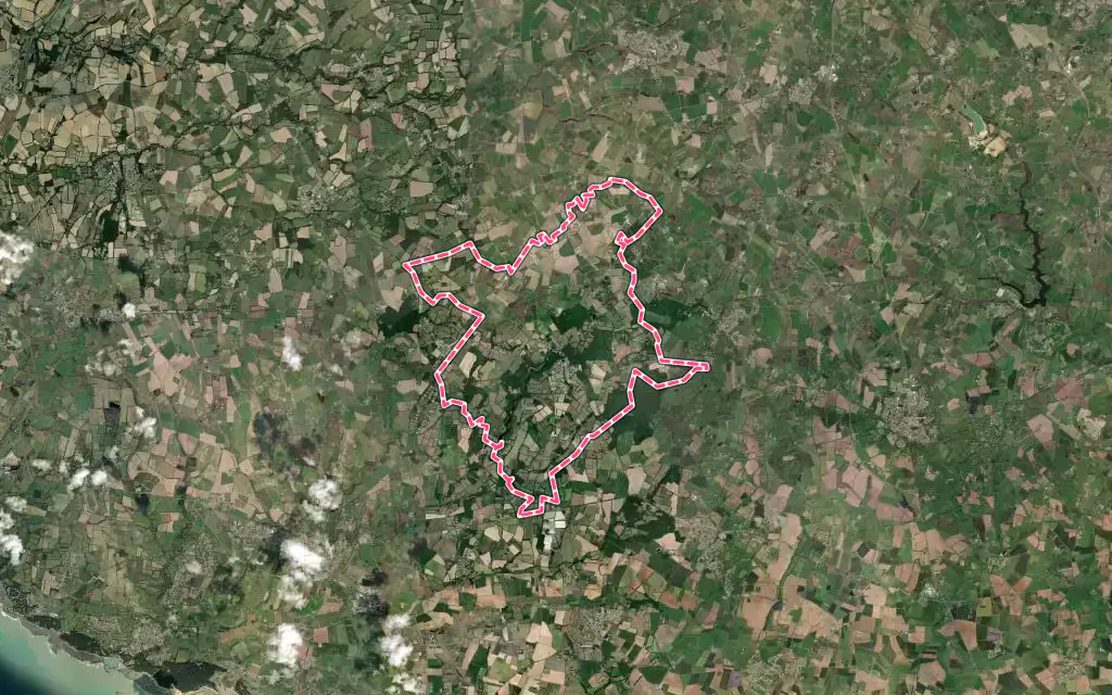 Vue satellite de Poiroux avec ses contours administratifs