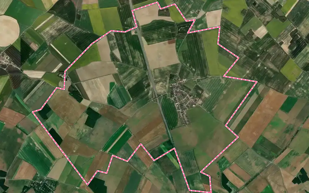 Vue satellite de Poisvilliers avec ses contours administratifs