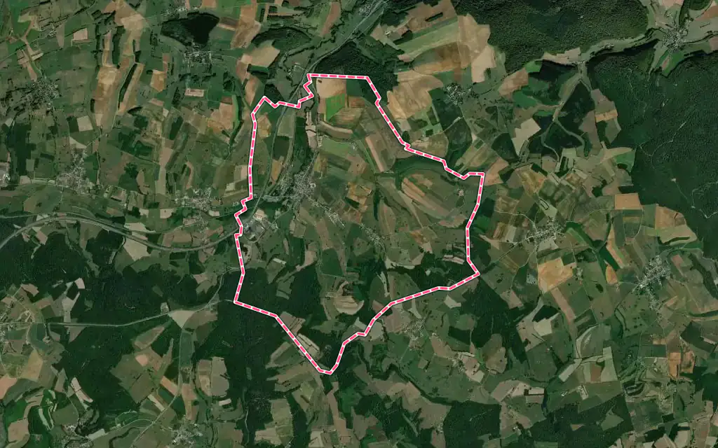 Vue satellite de Poix-Terron avec ses contours administratifs