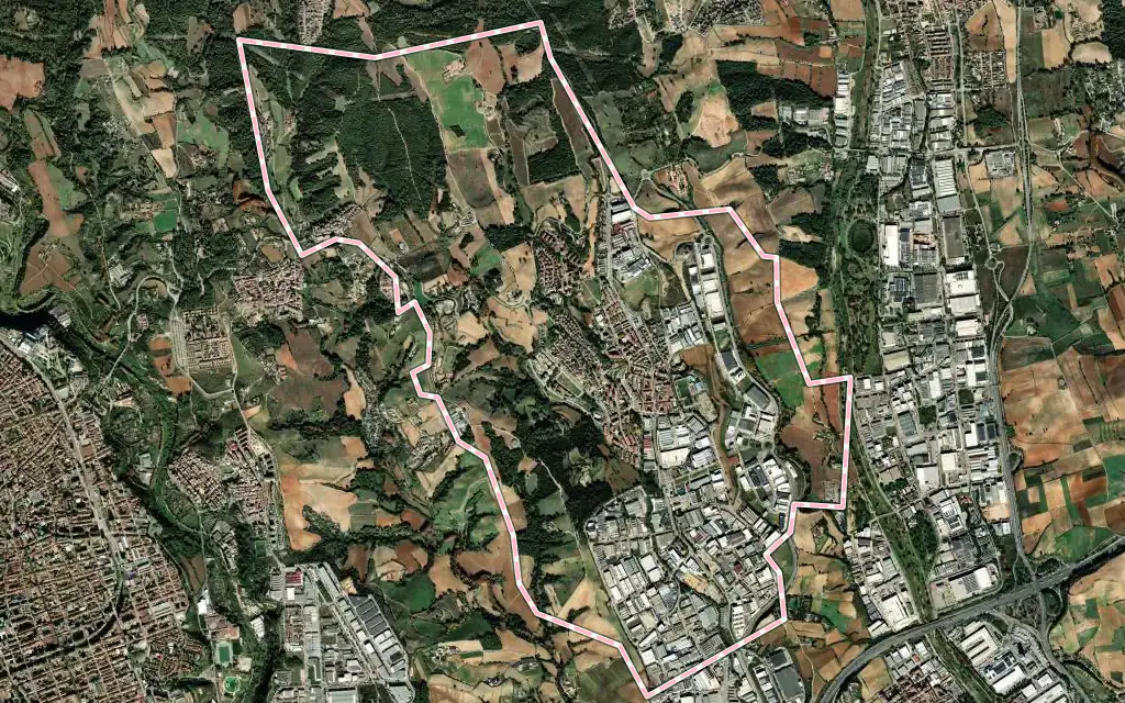 Vista satélite de Polinyà con su contorno administrativo