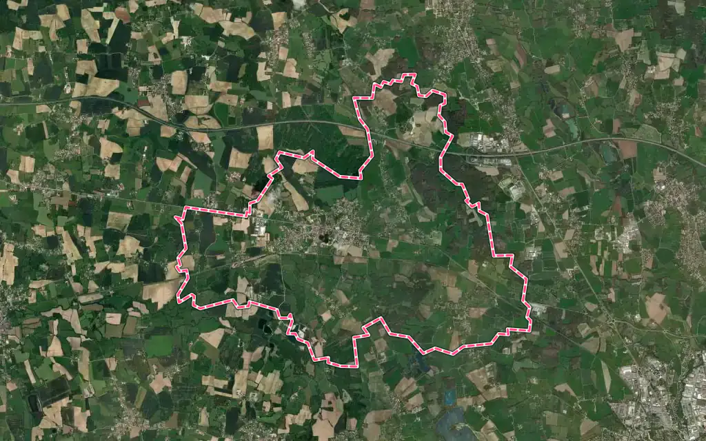 Vue satellite de Polliat avec ses contours administratifs