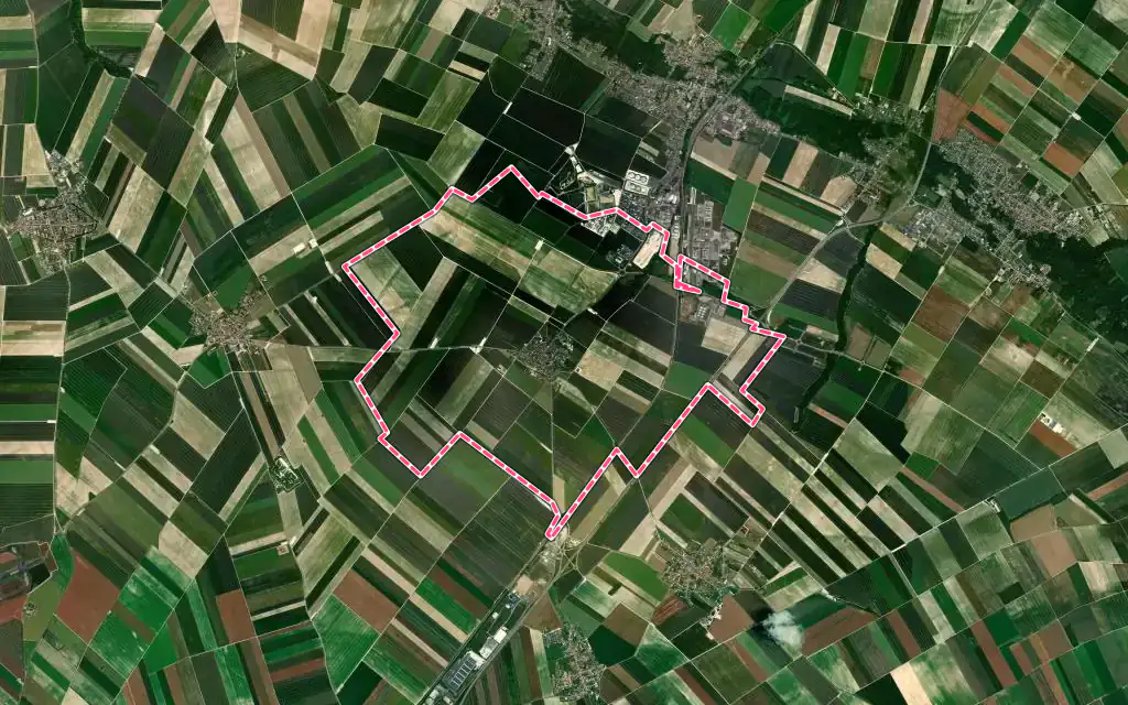 Vue satellite de Pomacle avec ses contours administratifs