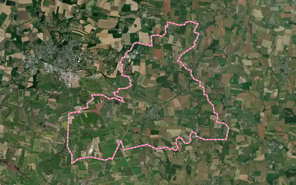 Vue satellite de Pommerieux avec ses contours administratifs