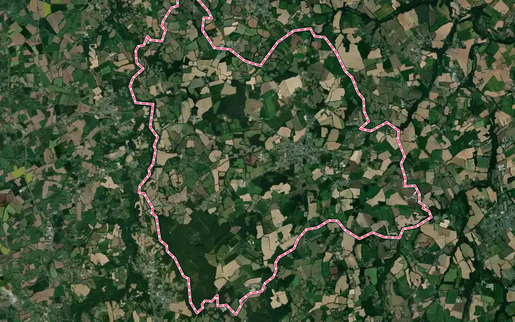 Vue satellite de Pommerit-le-Vicomte avec ses contours administratifs
