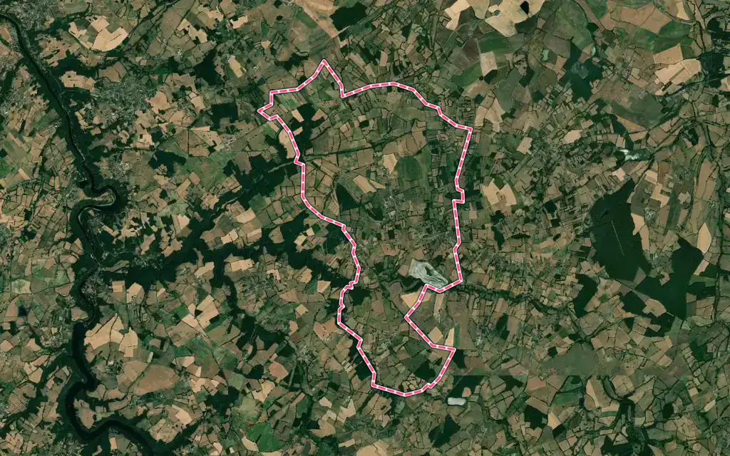 Vue satellite de Pommiers avec ses contours administratifs