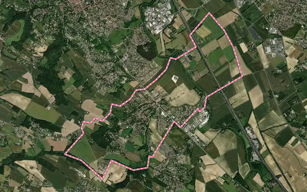 Vue satellite de Pompertuzat avec ses contours administratifs