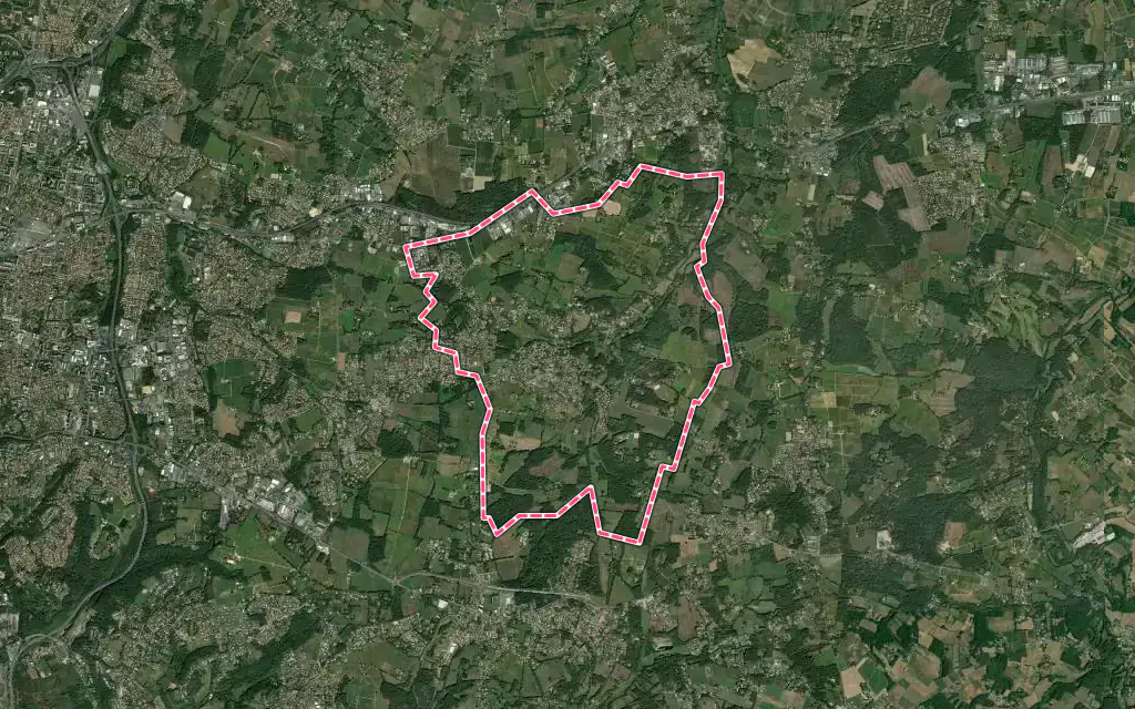 Vue satellite de Pompignac avec ses contours administratifs