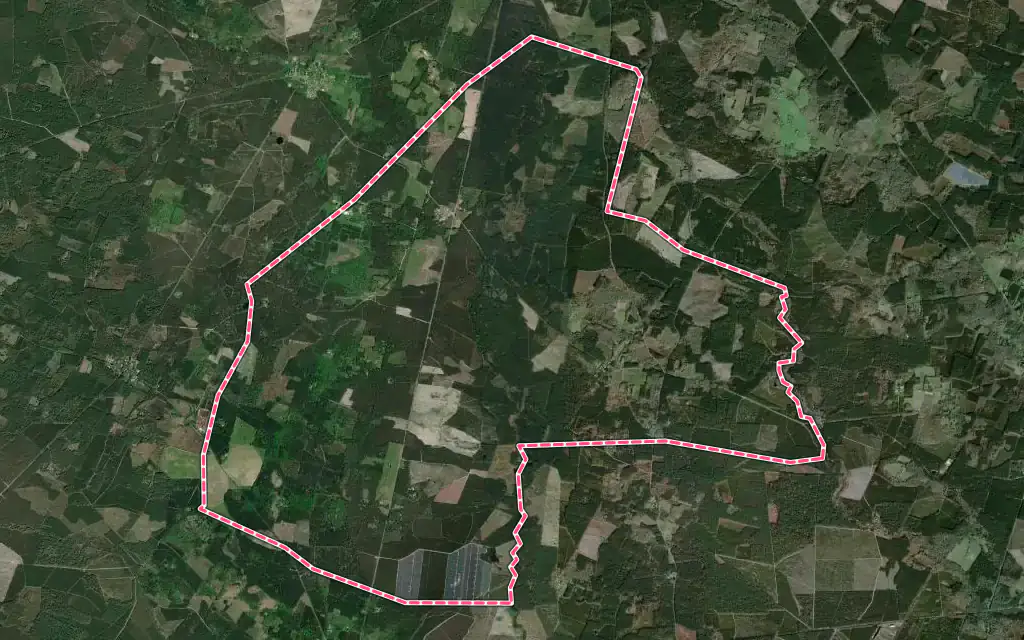 Vue satellite de Pompogne avec ses contours administratifs
