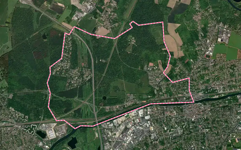 Vue satellite de Pomponne avec ses contours administratifs