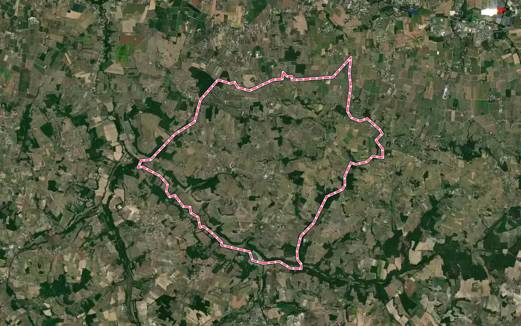 Vue satellite de Pomport avec ses contours administratifs
